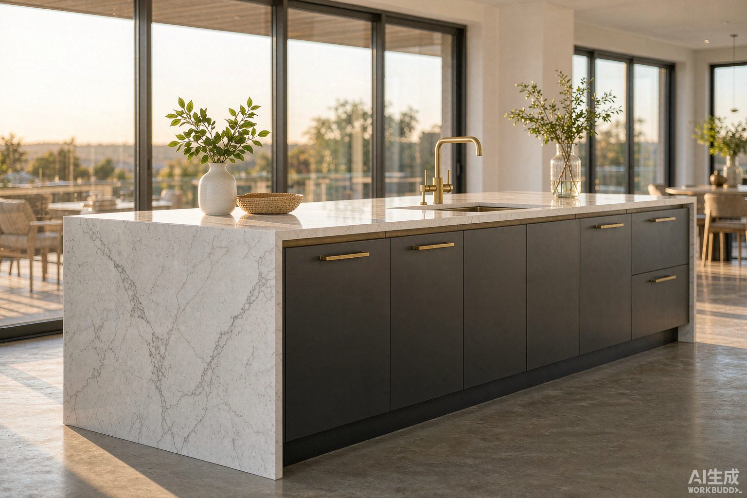 Quartz kitchen countertop